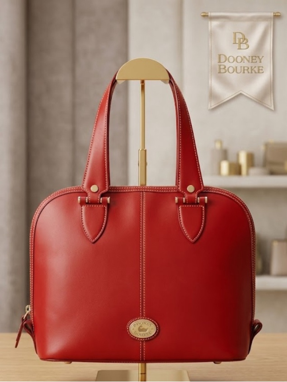 Dooney & Bourke Structured Double Handle Zip Around Dome Satchel Bag